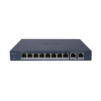 [DS-3E1510P-EI/M] Switch Gigabit PoE+ / Administrable / 8 Puertos 1000 Mbps PoE+ / 2 Puertos 1000 Mbps de Uplink / Configuración Nube Hik-PartnerPro / Modo Extendido hasta 300 Metros / 60 W