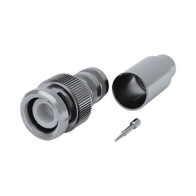 [RFB-1707-D3] Conector BNC Macho de 75 Ohm, Anillo Plegable para RG-59/U, Níquel/ Oro/ Teflón.