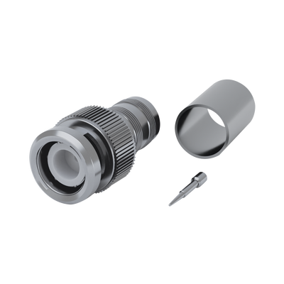 [RFB-1707-QQ] Conector BNC Macho (75 Ohm No Reales), Anillo Plegable para RG-59/U/62, Níquel/ Níquel/ Delrin.