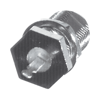 [RFF-1444] Conector F Hembra para Panel en Doble D-Plano, Borde Hexagonal, Terminal Soldable Níquel/ Estaño/ Polipropileno.