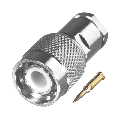 [RFT-1200-HY] Conector TNC Macho Especial de Rosca, Sin Herrajes para Cables RG-58/U, Níquel // Delrin.