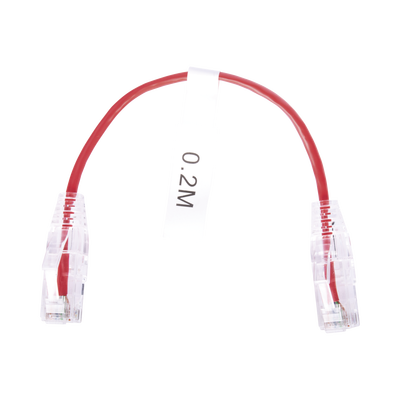 Cable de Parcheo Slim UTP Cat6 - 20 cm (7.87 Pulgadas) Rojo Diámetro Reducido (28 AWG)