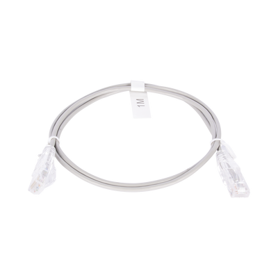 [LP-UT6-100-GY28] Cable de Parcheo Slim UTP Cat6 - 1 Metro (3.28 Pies), Gris, Diámetro Reducido (28 AWG)