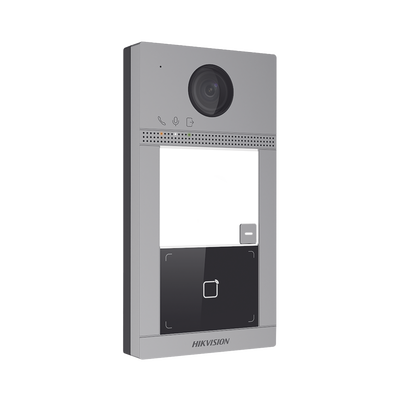 [DS-KV8113-WME1(B)] Videoportero IP 2 Megapixel / Llamada y Apertura Remota desde App Hik-Connect / PoE / Exterior IP65 + Antivandalico IK08 / 1 Departamento / Apertura con Tarjeta / Soporta 2 Puertas y hasta 6 Monitores