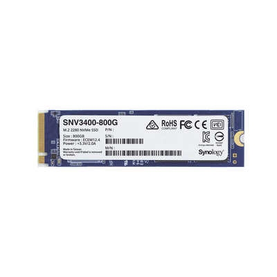 [SNV3400800G] SSD 800GB NVMe M.2 2280, diseñada para Synology NAS con ranuras M.2 integradas