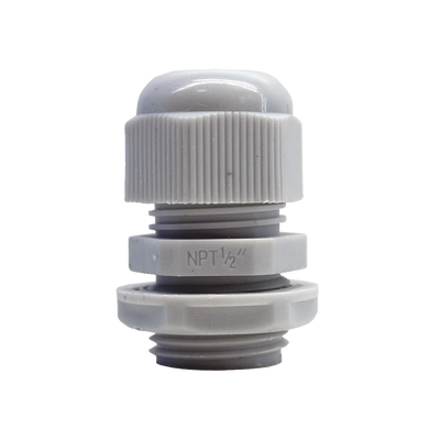 [TXG-PG-12N] Conector Plástico Blanco Tipo Glándula para Rosca NPT 1/2"