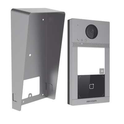[DS-KV8113-WME1(C)/IK] Kit Videoportero + Carcasa protectora IP 2 Megapixel / Llamada y Apertura Remota desde App Hik-Connect / PoE / Exterior IP65 + Antivandalico IK08 / 1 Departamento / Apertura con Tarjeta / Soporta 2 Puertas y hasta 6 Monitores