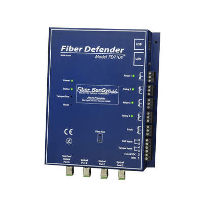 [FD7104] Sensor de Seguridad Perimetral por Fibra Óptica Sensitiva / 4 zonas / 800 metros máximo por zona