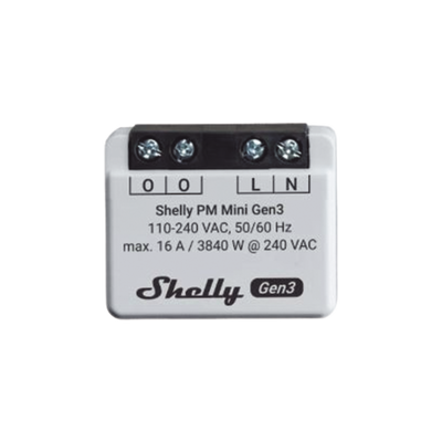 [SHELLYPMMINIGEN3] Mini Medidor de consumo inteligente con Wi-Fi, 1 canal 16A, compatible con asistentes de voz Alexa y GoogleHome