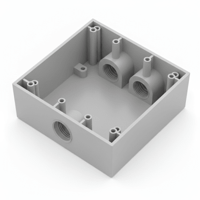 [RC-0485] Caja Condulet Cuadrada de 3/4" (19.05 mm)/ 3 Bocas (2 Arriba-1 Abajo) / A Prueba de Intemperie.