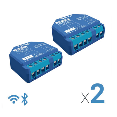 [SHELLYPLUS1X2] Relevador inalámbrico (par 2 piezas en la caja) inteligente 16A, 110-230 V, compatible con asistente de voz Alexa, Google Home