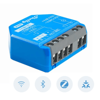 [SHELLY1GEN4] Relevador inalámbrico inteligente 16A, 110-240 V / 1  salida de contacto seco / compatible con asistente de voz Alexa, Google Home / Wifi 2.4