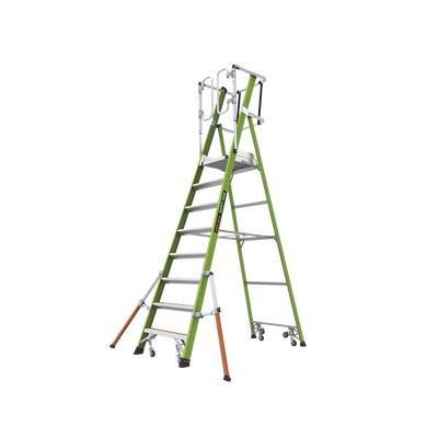 [CAGE-FIX-8FT] Escalera Fija de 8' (2.4m) de Fibra de Vidrio con Jaula y Peldaños de Aluminio. (SKU:19708-146).