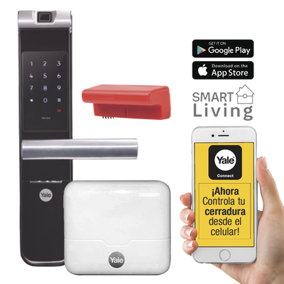 [MX89367] Kit Cerradura con manija YMF40A y HUB, Apertura por,  Código, Biometría y apertura por SMARTPHONE, Para puertas de 35 a 90 mm de espesor