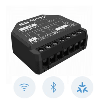 [SHELLY2PMGEN3] Apagador inteligente Wifi 2.4 / 2 canales  Para apagador doble / 10A por canal / Compatible con asistentes de voz