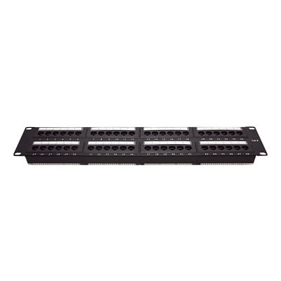 [LP-PP-608] Panel de parcheo de impacto (110) UTP de 48 puertos Cat6, 19in, 2U, con barra para organizar cable