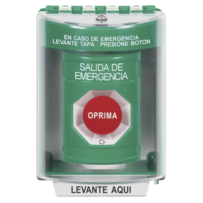 [SS2171EX-ES] Botón Multipropósito, Salida De Emergencia, Girar Para Reset, Español, Cubierta De Policarbonato, 2 Relevadores NO/NC, Interior/Exterior