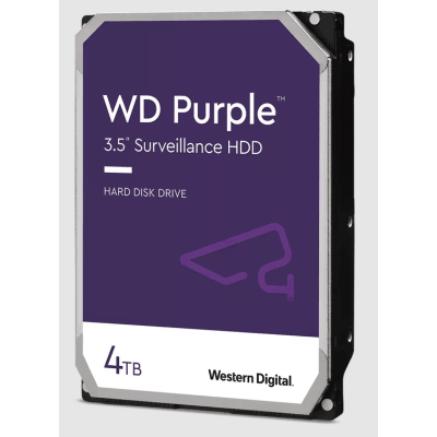 [WD44PURZ] Disco Duro WD Purple Surveillance / 4TB / SATA 6Gb/s / 3.5" / Tecnología AllFrame / 180TB año Workload / Soporte 64 Cámaras HD / 16 Bays / Componentes Anti-Corrosión / 3 Años Garantía