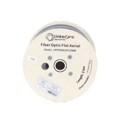 [LPFIG8A22C/2KM] Carrete de 2 Kilómetros (6561.68 Pies) de Fibra Óptica Aérea Mini Figura 8 G.657A2 Tipo Drop Plana, Monomodo de 2 Hilos (Bifibra), Color Negro, (No Soporta Conectores Mecánicos)