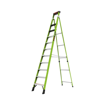 [SENTINEL12] Escalera de 3.65 m Capacidad máxima de 170 Kg, inclinada, de fibra de vidrio con almohadilla de pared giratoria.