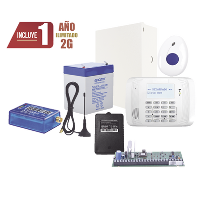 [VISTA48-MINI2-FALL] Kit de Alarma VISTA48 con Comunicador 2G, Botón de Pánico y Detección de Caídas inalámbrico, Gabinete, transformador y Batería