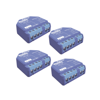 [SHELLYPLUS1K4] Kit de 4 / Relevador inalámbrico inteligente 16A, 110-230 V, compatible con asistente de voz Alexa, Google Home