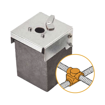 Molde de Grafito Horizontal Unión en Cruz / Cable 2/0 AWG (70 mm²) / 50 Soldaduras / Acero Electrogalvanizado / Normativa IEC 62305
