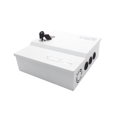 [PLK12DC16ABK] Fuente de poder profesional de 12 Vcc @ 16 A / para 16 cámaras / Con capacidad de batería de respaldo / Requiere batería / Voltaje de entrada de 96-264 Vca