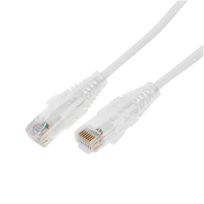 Cable de Parcheo Slim UTP Cat6A - 2 Metros (6.56 Pies) Blanco, Diámetro Reducido (28 AWG)