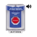 Botón De Salida De Emergencia Con Bocina De Advertencia Integrada, Interior/Exterior, Texto En Ingles, Tapa Protectora De Policarbonato Súper Resistente, Neumático