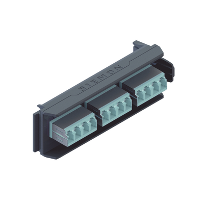 Placa Acopladora LightVerse, 6 Conectores Dúplex LC/UPC Shuttered, Acepta hasta 12 Fibras Multimodo OM3 y OM4