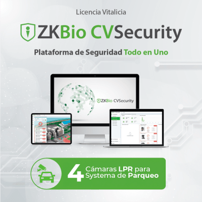 Licencia ZKBio CVSecurity Estacionamiento / 4 Carriles / Reconocimiento de Placas LPRS1000