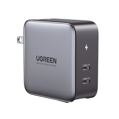 [40795] Cargador de 100W serie Nexode / 2 Puertos USB-C de Carga Rápida /Tecnología GaN II +SIC / Power Delivery 3.0 / Quick Charge 4.0 / Chip Confiable y Carga Inteligente / Distribución Inteligente de Energía  / Mayor Eficiencia Ener