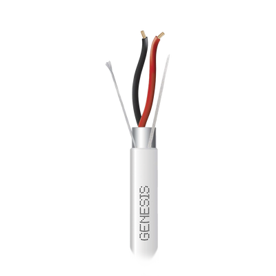 [2202-1101] Bobina de 305 Metros (1000 Pies) de Cable 2 x 22 AWG BLINDADO / RISER / Color Blanco / Para Aplicaciones de Audio, Seguridad y Control