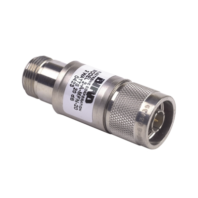 [2AMFN-20] Atenuador en Línea de 20 dB, 2 W. Máximo, CD-4 GHz, Conectores N Macho-Hembra.