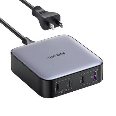 [90736] Cargador de Escritorio de 100W | 4 Puertos de Carga Rápida | 3 USB-C | 1 USB-A | Tecnología GaN II +SIC | Power Delivery 3.0 | Quick Charge 4.0 | Chip Confiable y Carga Inteligente | Optimiza la Experiencia de Carga
