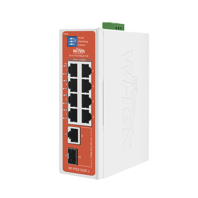 [WI-PS212GF-I-V2] Switch Semi-Industrial / No administrable / 8 puertos 10/100 PoE af/at/bt / 1 puerto Gigabit RJ45 Uplink / 1 puerto SFP Uplink / Presupuesto PoE 110 Watts /