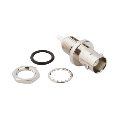 [31-102] Conector BNC Hembra para Chasis en Doble D Plano, 4 GHz, Amphenol UG-657/U, Níquel/ Plata/ Teflón.