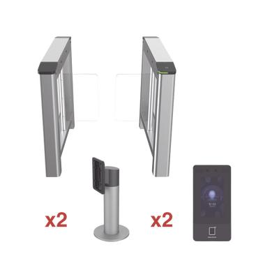 [DS-K3B220-KIT] Kit de Torniquete con Terminales Faciales incluidas / Montajes Incluidos /  Izquierdo y Derecho / Carril de 90 cms / 3,000,000 MCBF / 4 Pares de IR