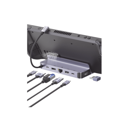 [15388] HUB USB-C (Docking Revodok Pro) 6 en 1 | Soporte para Steam Deck  | 2 USB-A 3.0 (5Gbps) | USB-C 3.0 (5Gbps) | RJ45 (Gigabit Ethernet) | HDMI 2.0 4K@60Hz | USB-C PD Carga 100W | Carcasa de Aluminio.