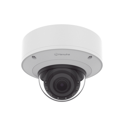 [PNV-A6081R-E1T] Cámara Domo 2MP Solid EDGE / Wisenet WAVE embebido / Antivandalica / Lente Motorizado de 4.38  A 9.33mm / P-Iris / WDR 120dB / 1TB SSD / IP66, IP67, IK10+, NEMA4X, IP6K9K