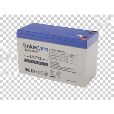 [LK712] Batería de respaldo 12 V 7 Ah AGM | Certificada UL94-HB Resistencia a la flama básica | Especial para Seguridad Electrónica | Vida útil 5 años | Terminales F1  + Adaptador F2