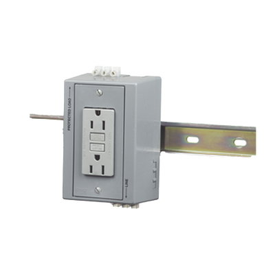 [HUB-DRUB-GFI15] Caja Utilitaria para Montaje en Riel Din con Contacto Duplex de 15 A 125 V / Nema 5-15R / Gris.
