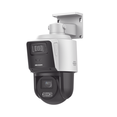 [DS-2SE3C404MWG-E/14] [TandemVu] PTZ IP 4 Megapixel con Cámara Panorámica 4 Megapixel / 4X Zoom / Dual Light (40 mts IR + 30 mts Luz Blanca) / ACUSENSE / IP66  / PoE+ / DARKFIGHTER / Micro SD / Incluye Base para Techo o Pared