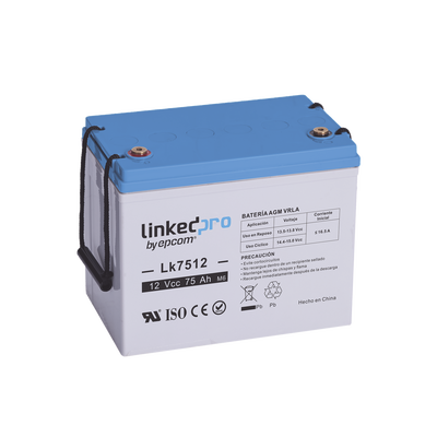 Batería de respaldo 12 V 75 Ah AGM | Certificada UL94-HB Retardo a la flama básica | Especial para equipo electrónico, Sistemas de emergencia y Aplicaciones Fotovoltaicas | Terminales T3