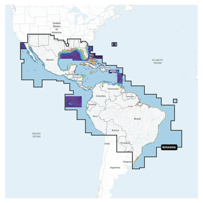 [010-C1285-00] Cobertura Marítima / Costa de México, Centroamérica y Brasil / Incluye Golfo de EE. UU. y Costa Oriental / Bermudas, Bahamas, Cuba, Puerto Rico / Islas Vírgenes, Jamaica, Canal de Panamá / Costa Occidental de Sudam&eacut