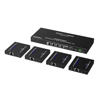 [TT-824N] Kit Divisor y Extensor HDMI | 1x4 | Hasta 70 m |Resolución 4K @ 60 Hz |  Cat 6/6a/7 | IPCOLOR | CERO LATENCIA | Puerto S/PDIF | EDID | RS232 | Salida Loop / PoC