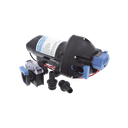Bomba controlada por presión Par Max a 12 Vcd, caudal de 2 GPM, presión máxima 35 psi, para manguera de entrada con orificio de 38 mm (1½”), manguera de descarga con orificio de 25 mm (1”)