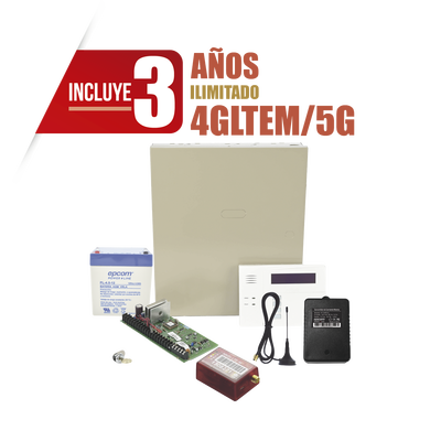 [VISTA48MN01/60RF3Y] (3 Años 4GLTEM/5G ILIMITADO INCLUIDO)  Kit Vista48LA con comunicador 4GLTEM/5G MN01, Teclado, Gabinete, Batería y Transformador