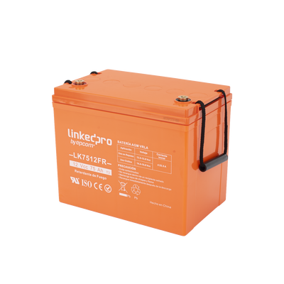 [LK7512FR] Batería de respaldo 12 V 75 Ah AGM | Certificada UL94-V0 Retardante a la Flama | Especial para Seguridad Electrónica | Sistemas de emergencia | Vida útil 5 años | Terminales T3